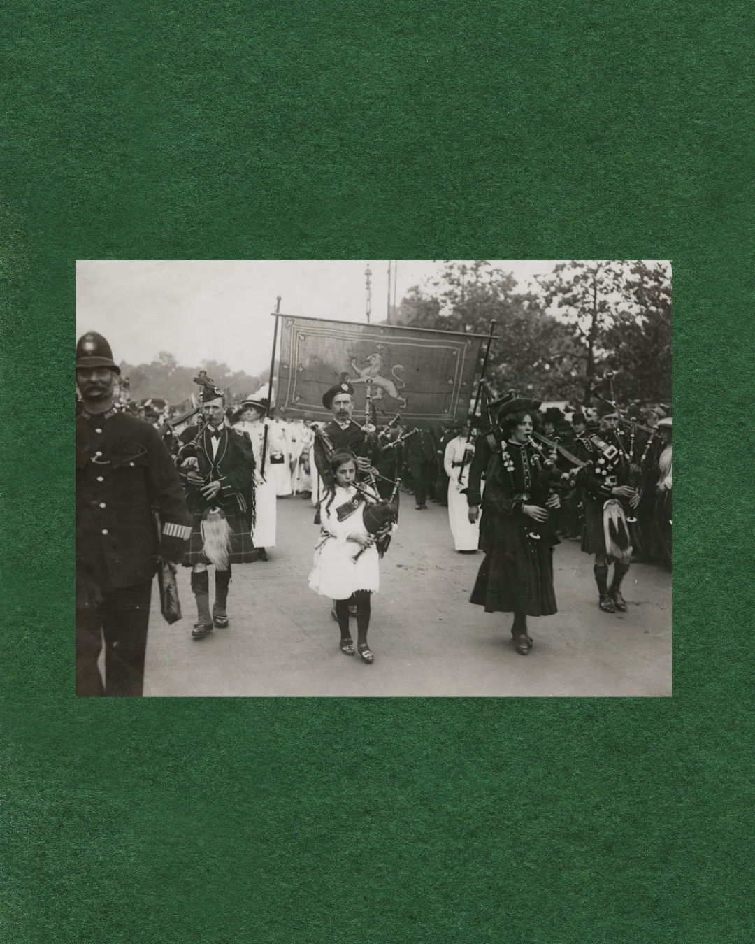 Bessie Watson on a Black and White suffrage card.