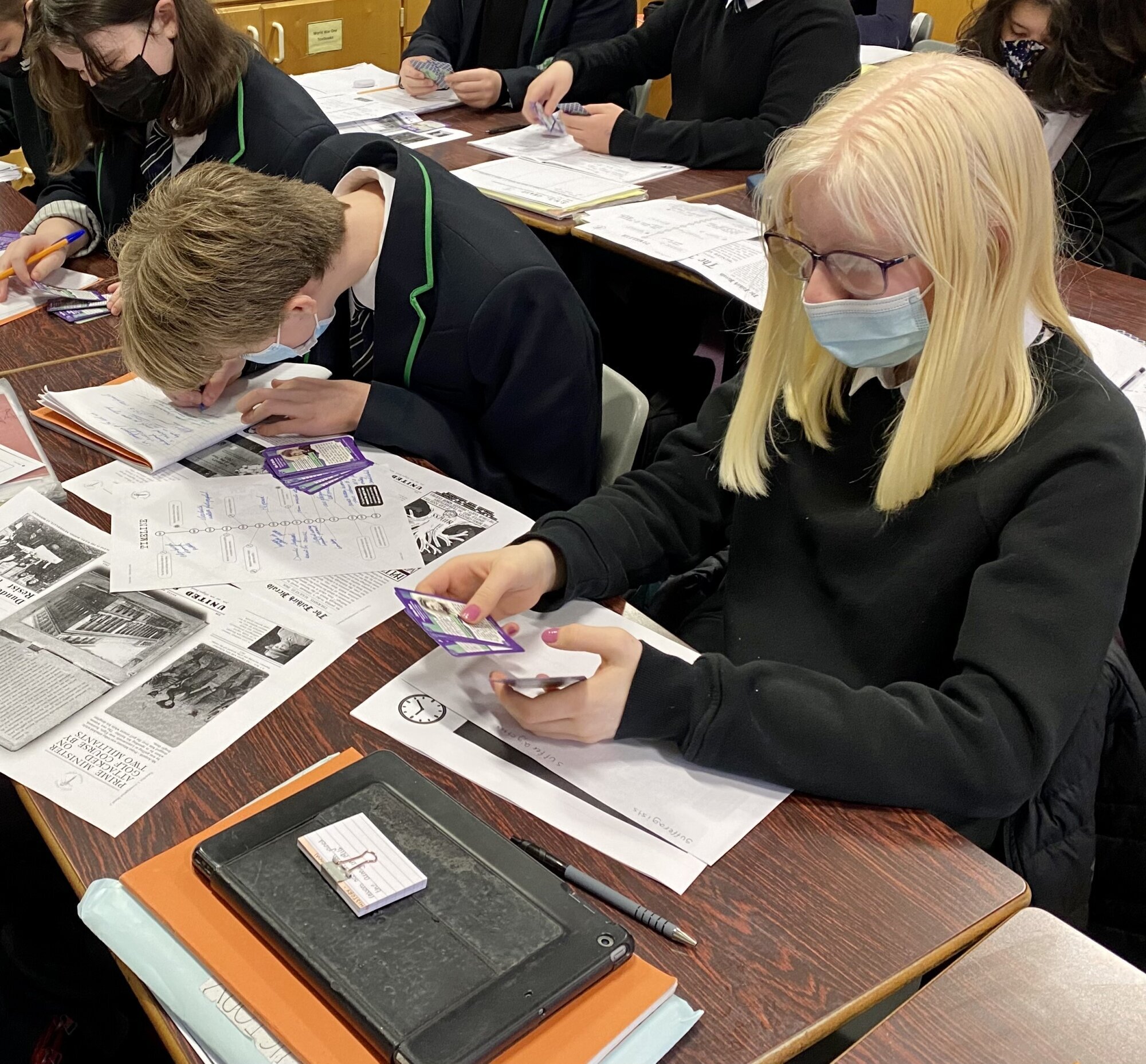 Lenzie Academy S4 students with Scotland’s Suffragette cards and an Education Pack.
