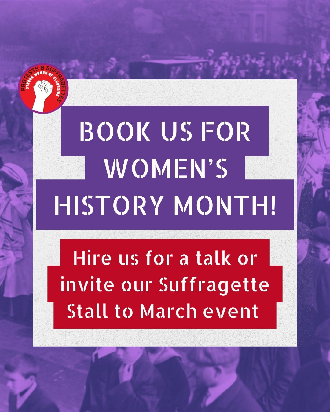 Flyer to book P&S for Women’s History Month events.